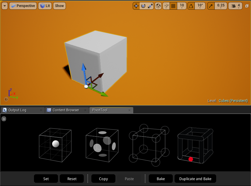 An actor pivot moved to the center of a bounding-box edge.