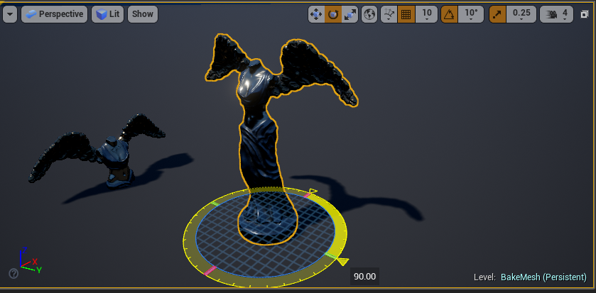 A reused mesh instance aligned to the floor after baking.
